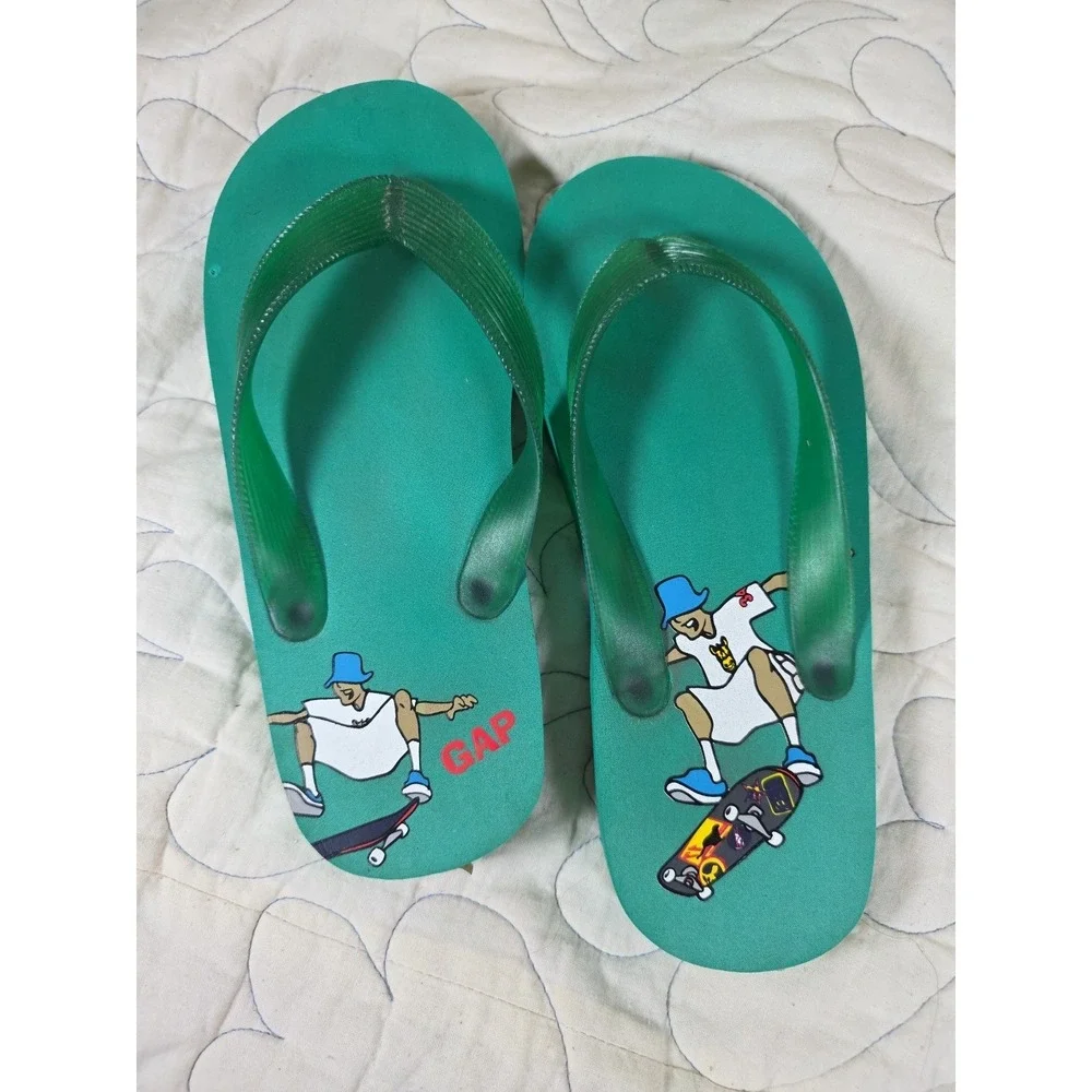 Vintage Y2K Flip‎ Flop Skater Green GAP Youth Size 1 / 2